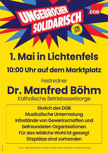 Plakat Tag der Arbeit 2023 Lichtenfels