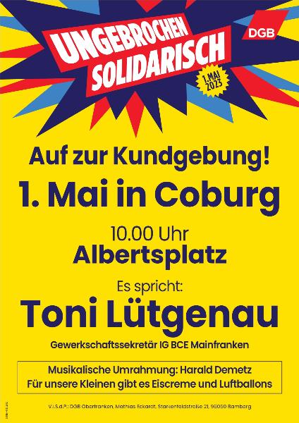 Plakat Tag der Arbeit 2023 in Coburg